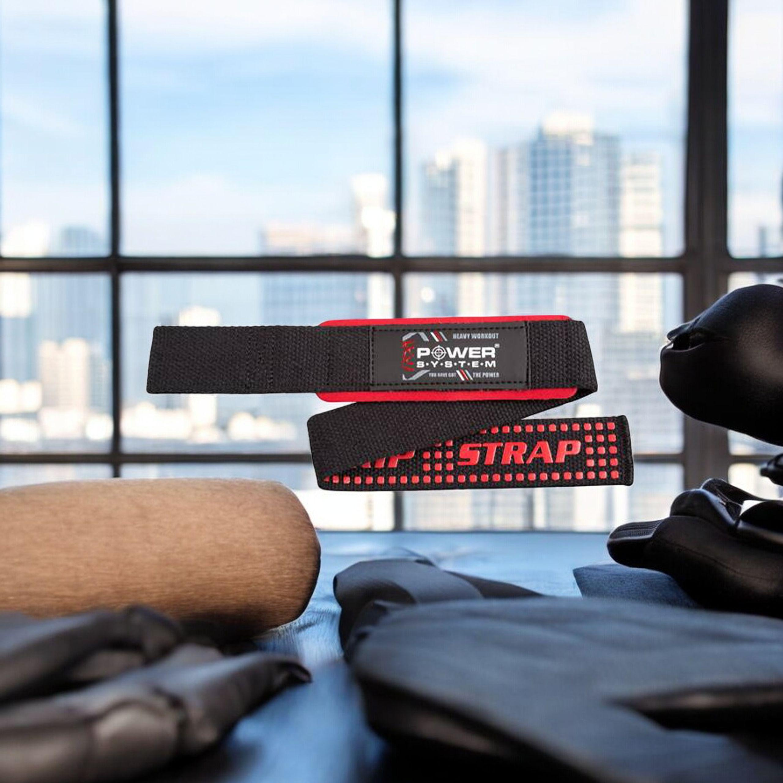 POWER SYSTEM XTR Grip Straps Black/Red - Paski Treningowe