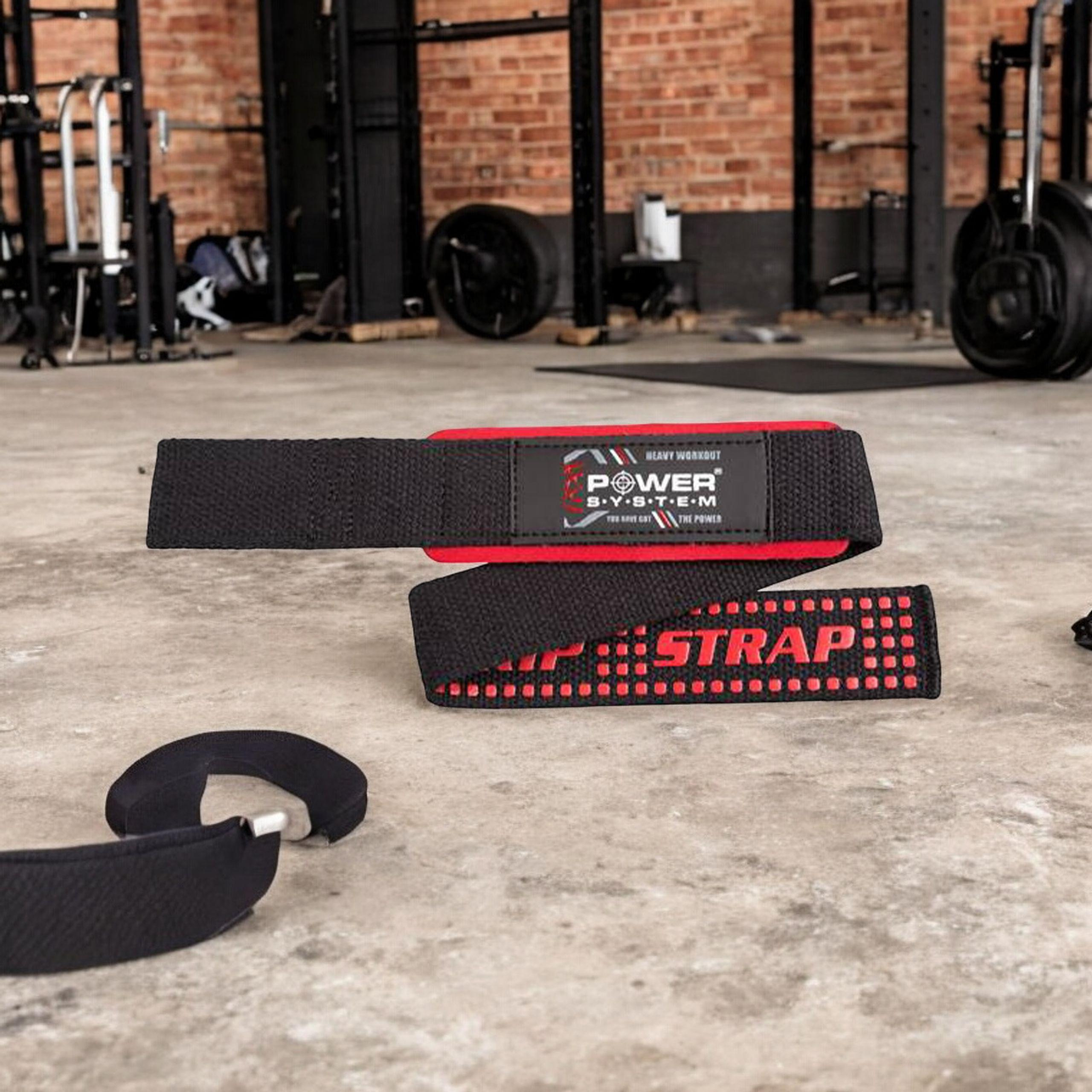 POWER SYSTEM XTR Grip Straps Black/Red - Paski Treningowe