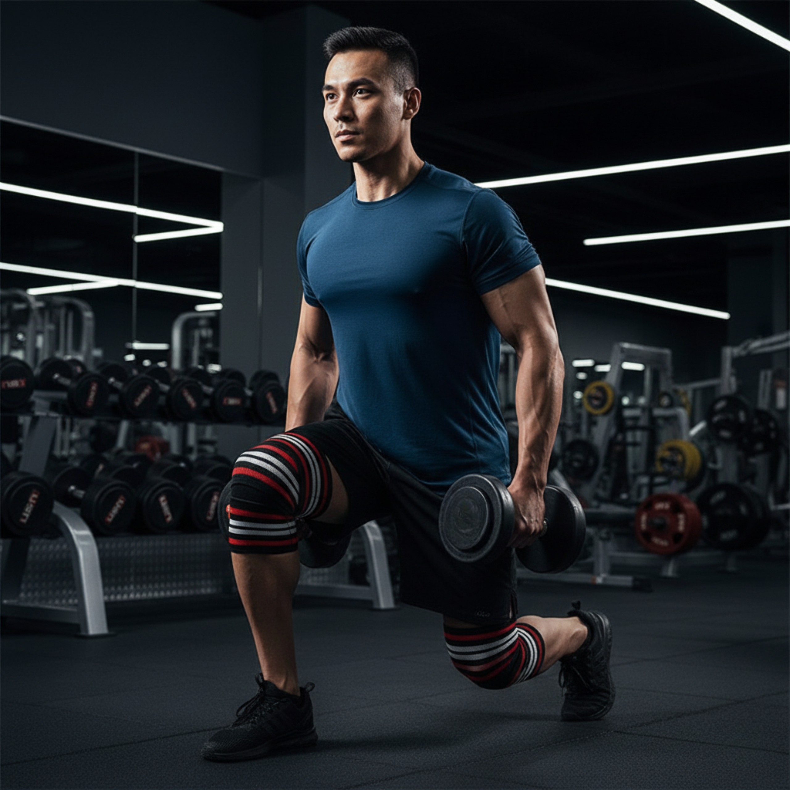 MEX SPORT - Knee Wraps - Noir/Rouge/Blanc