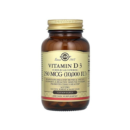 SOLGAR - Vitamin D3 250mcg - 120 gélules molles.