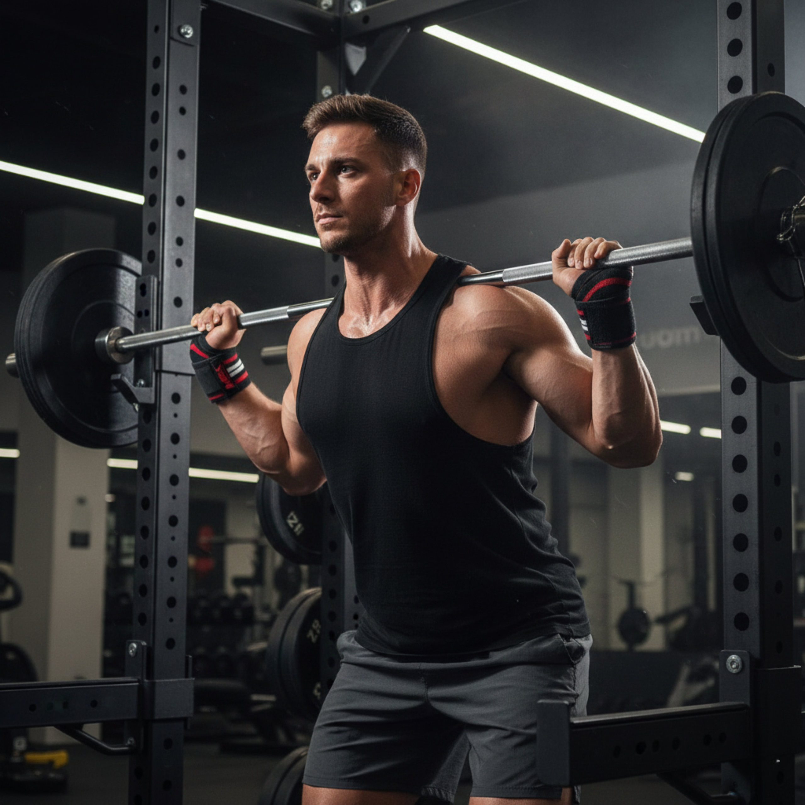 MEX NUTRITION - Bandes de Poignet - Noir/Rouge/Blanc - 46cm