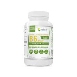 WISH Pharmaceutical Vitamin B6 (P-5-P) 50mg + L-Leucyna + Prébiotique - 60caps