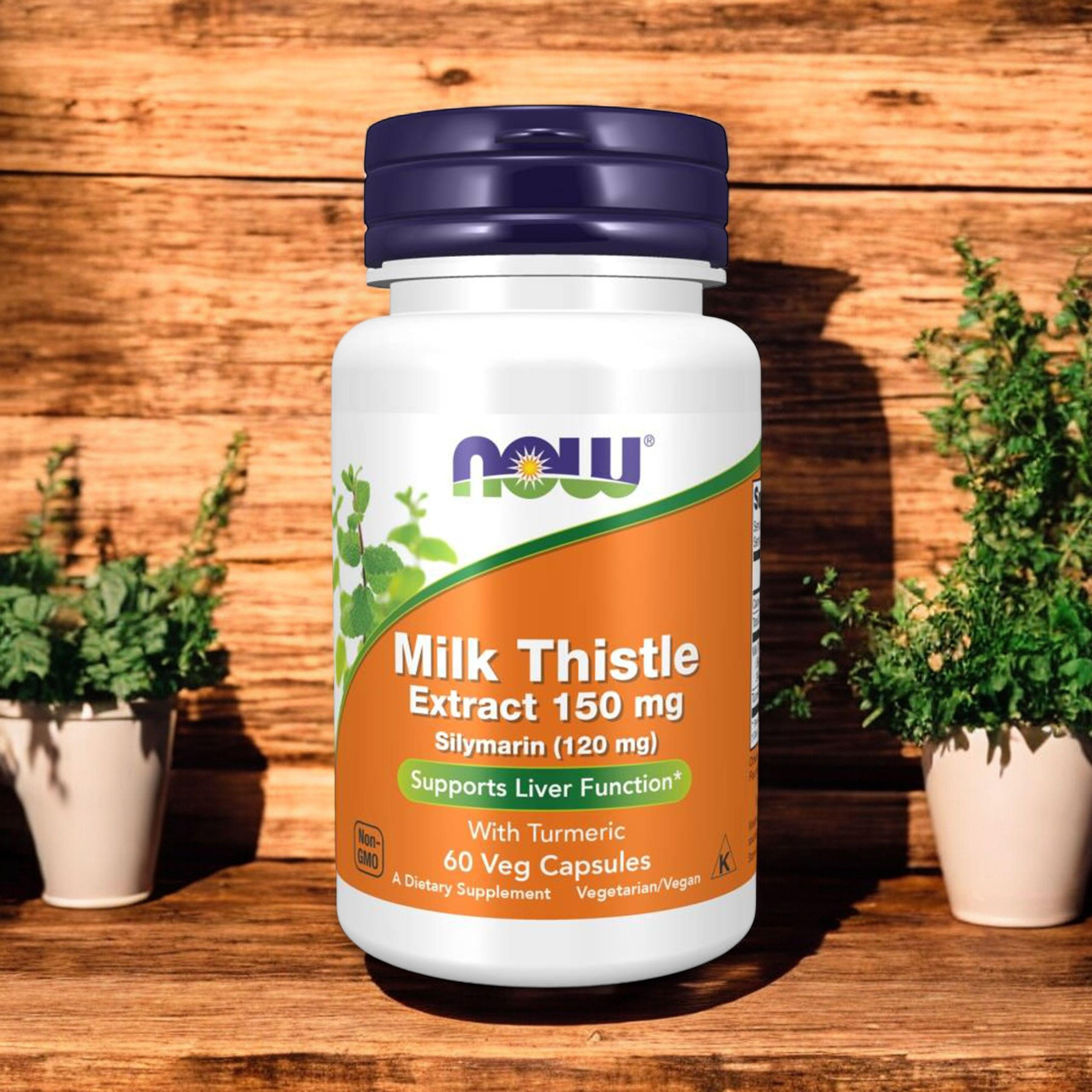 NOW Milk Thistle Extract 150mg Silymarin (120mg) avec Curcuma - 60vcaps.
