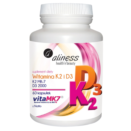 ALINESS - Vitamine K2 MK-7 100mcg + D3 50mcg - 60caps.
