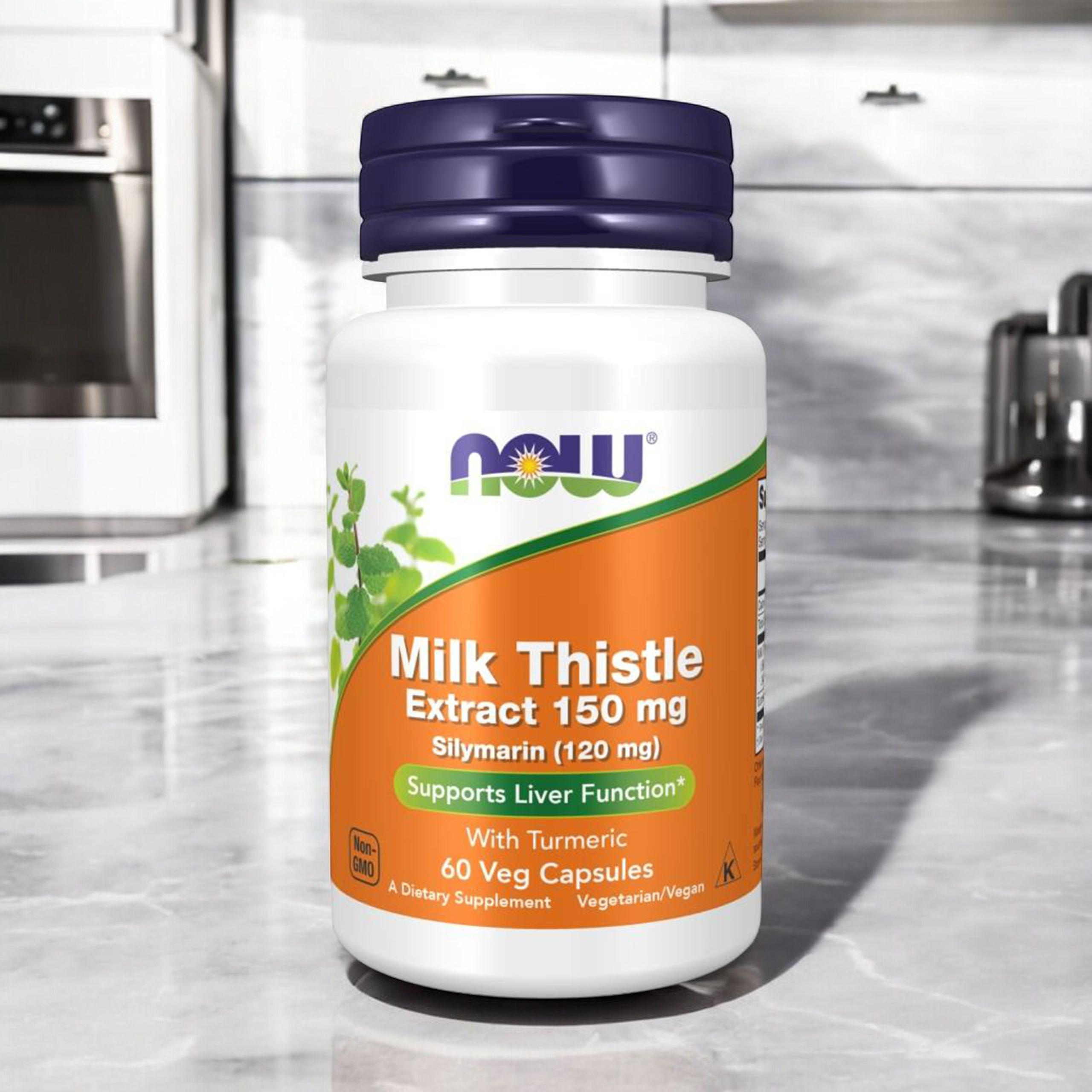 NOW Milk Thistle Extract 150mg Silymarin (120mg) avec Curcuma - 60vcaps.