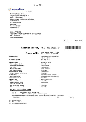 HIRO.LAB Lion's Mane Extract 25:1 500mg - 60vcaps