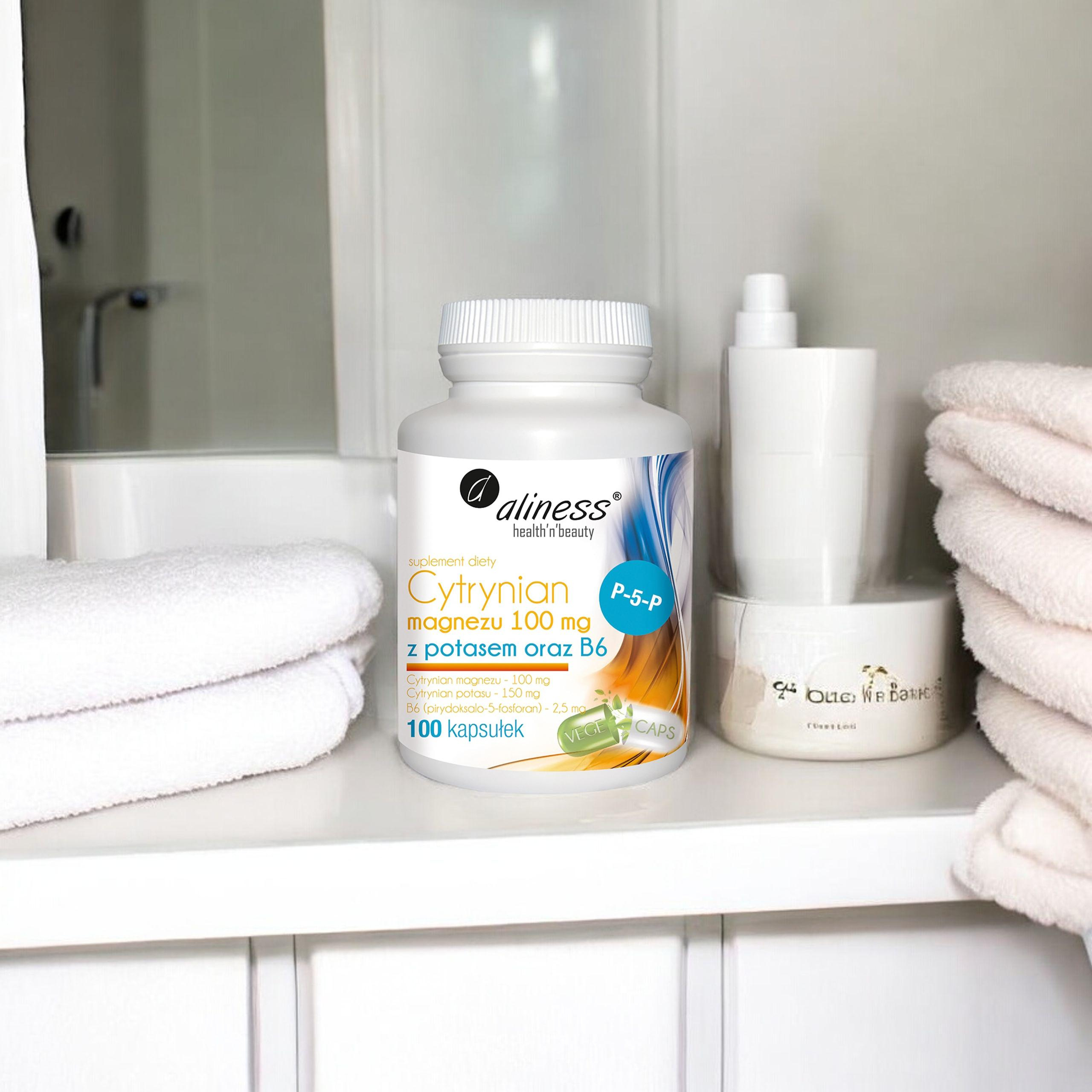 ALINESS Citrate de magnésium 100mg avec Potassium et B6 - 100 caps