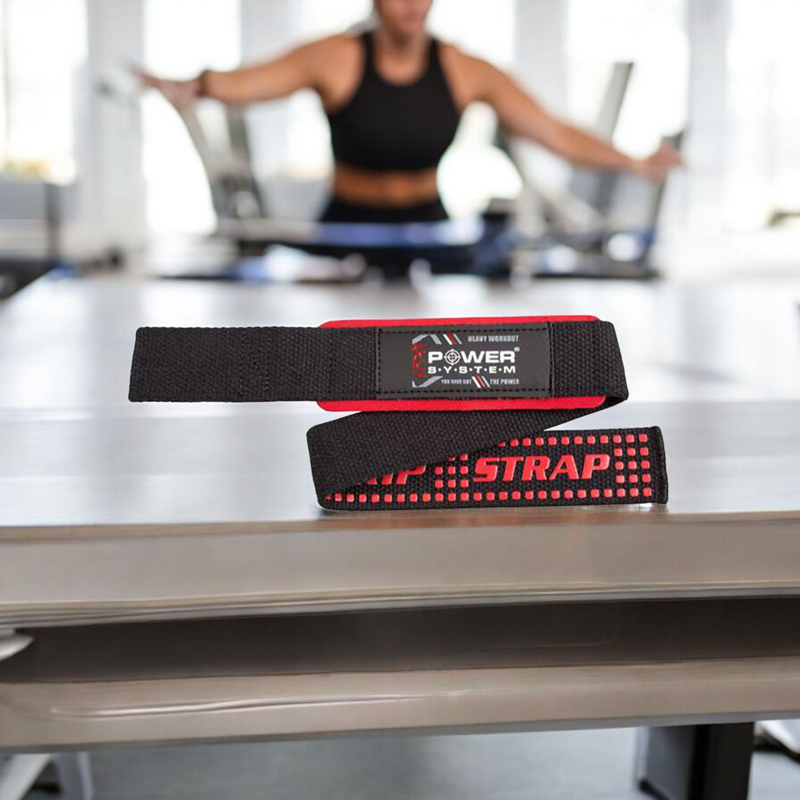 POWER SYSTEM XTR Grip Straps Black/Red - Paski Treningowe