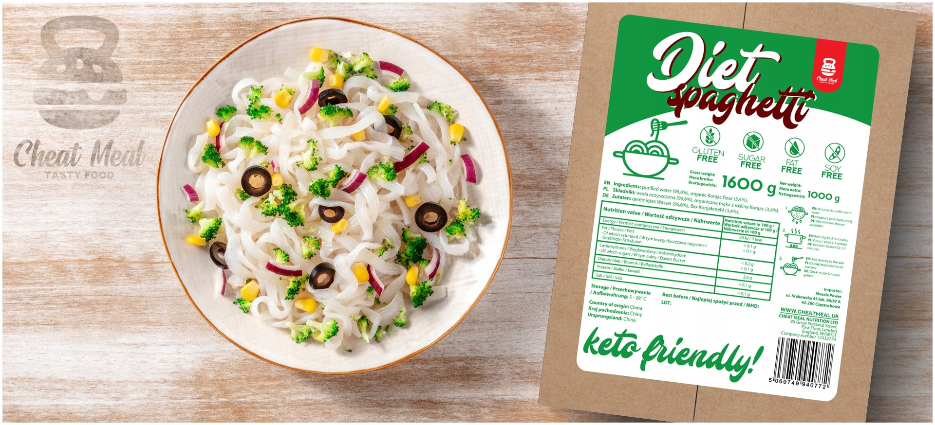 Cheat Meal Nutrition Diet Noodles + Spaghetti 1600g + 1600g (2000g netto) - Nouilles Konjac