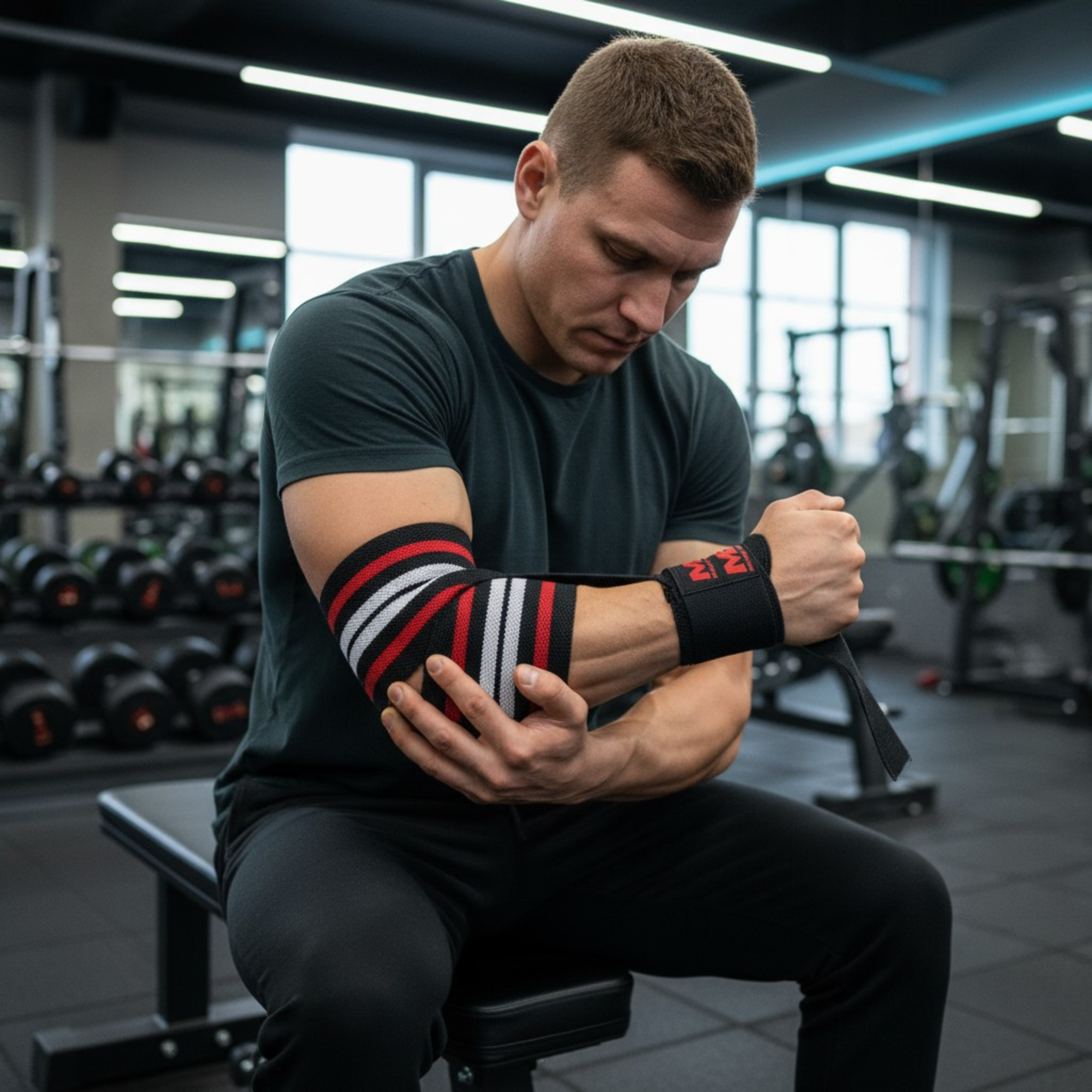 MEX SPORT - Elbow Wraps - Noir/Rouge/Blanc