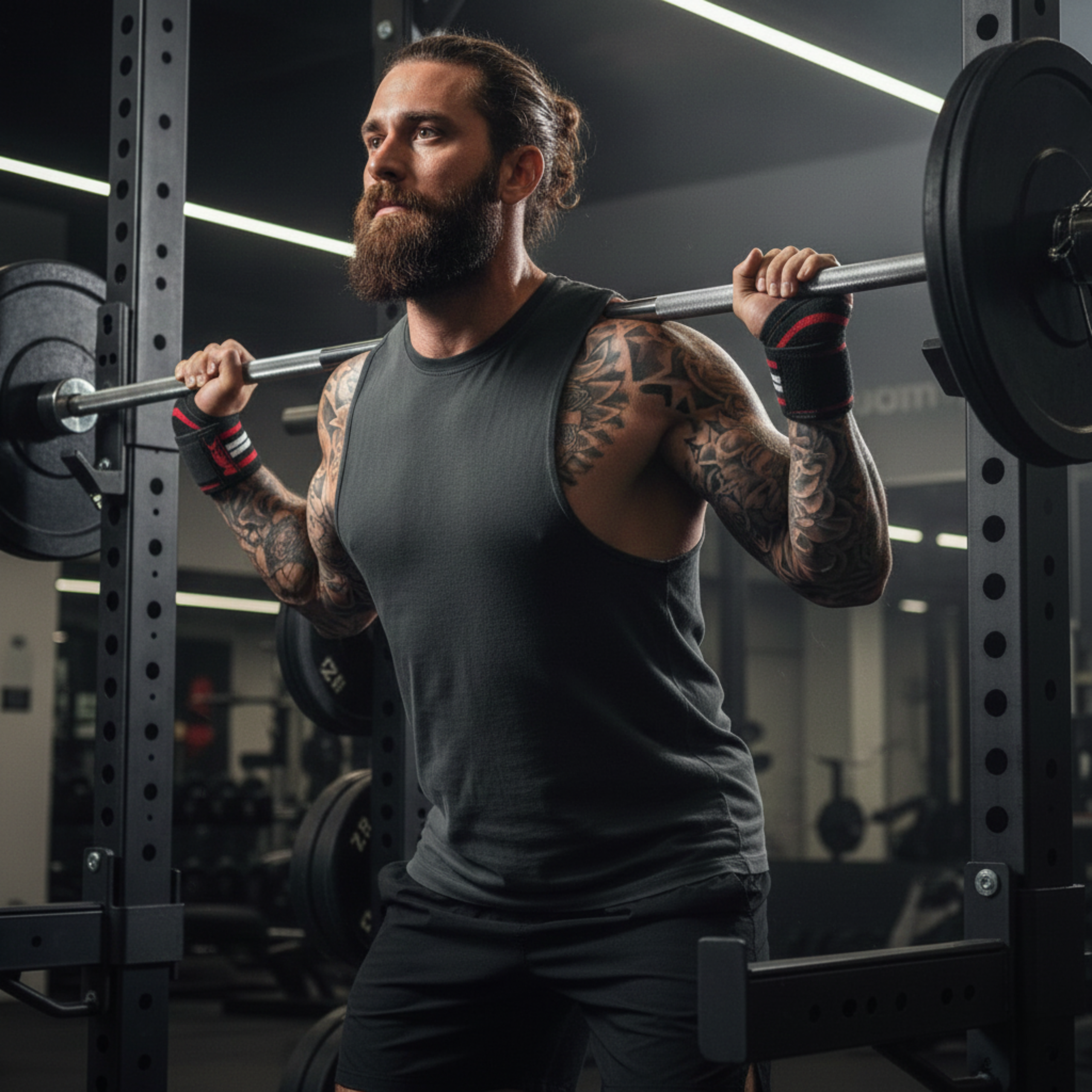 MEX NUTRITION - Bandes de Poignet - Noir/Rouge/Blanc - 46cm