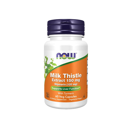 NOW Milk Thistle Extract 150mg Silymarin (120mg) avec Curcuma - 60vcaps.