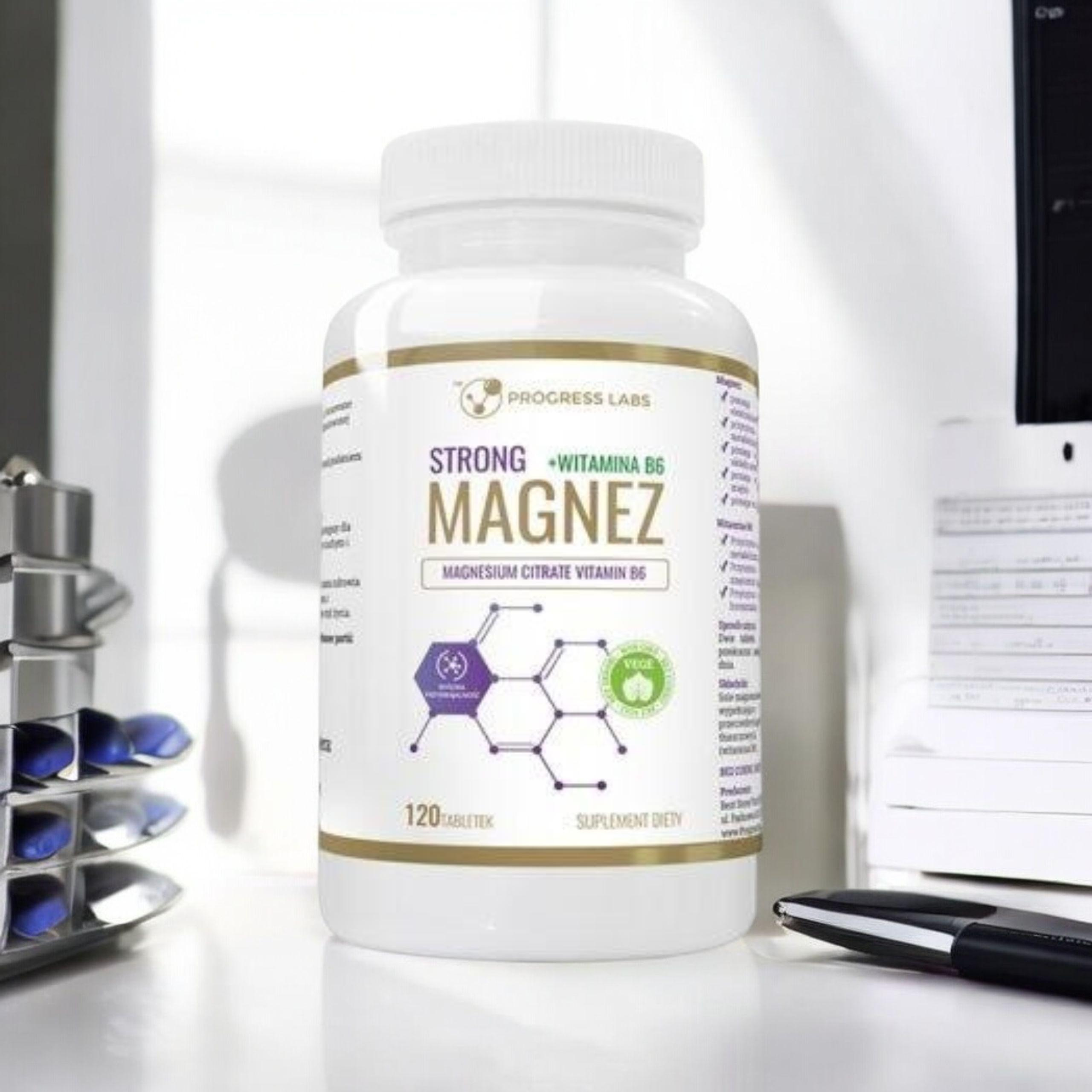 PROGRESS LABS - Magnésium Fort + Vitamine B6 350mg - 120 comprimés.