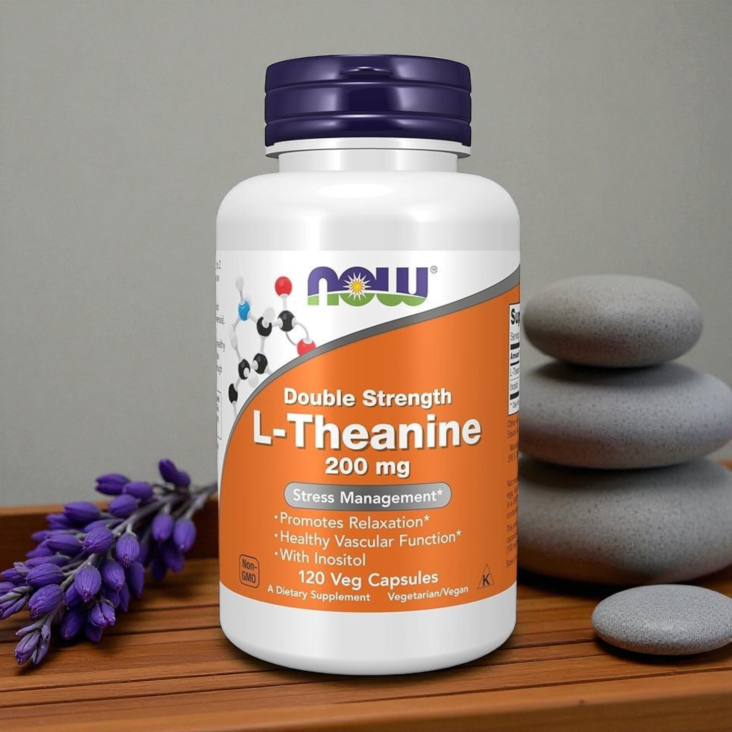 NOW - L-Théanine 200mg - 120 gélules végétales.