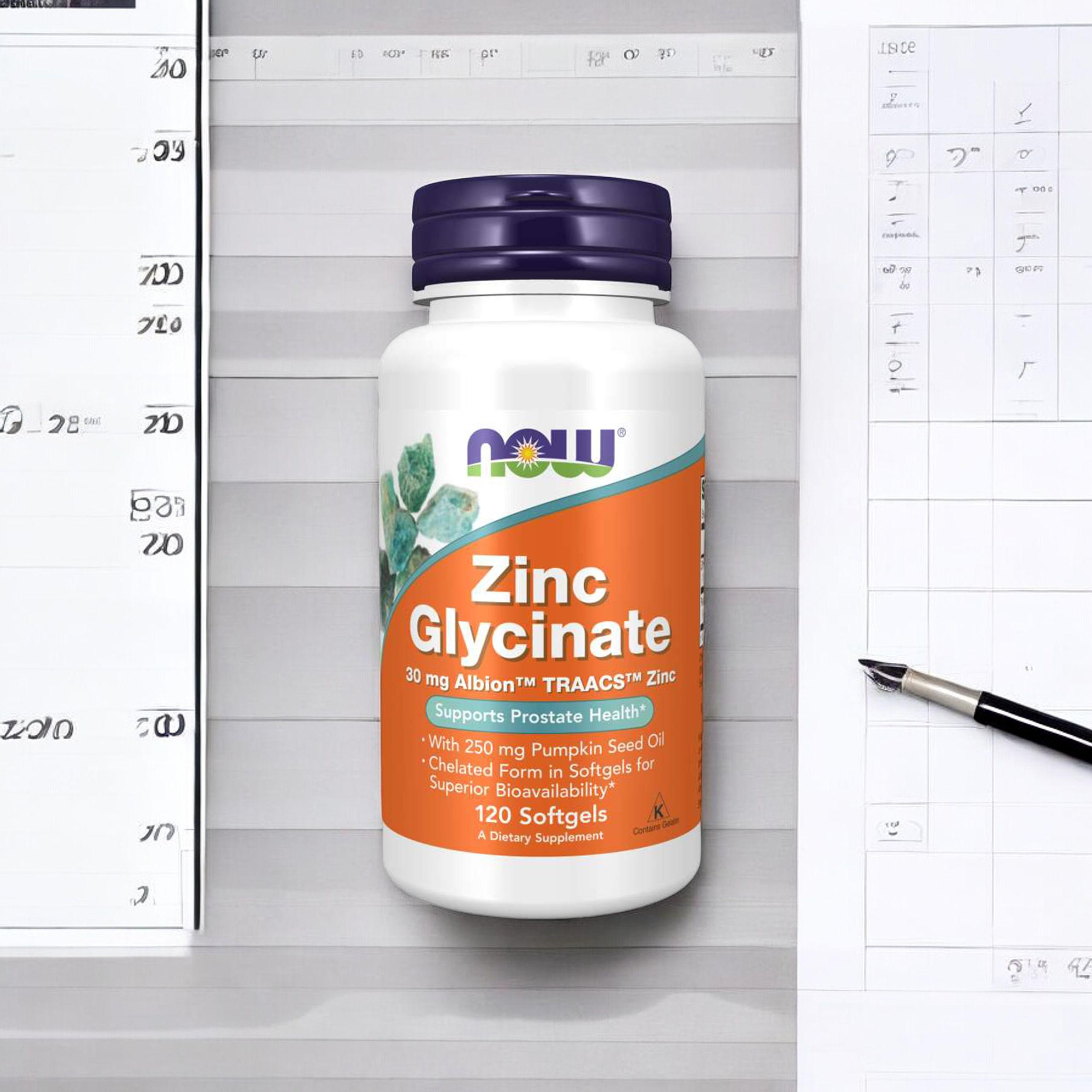 NOW Zinc Glycinate 30mg - 120softgels - Glicynian Cynku