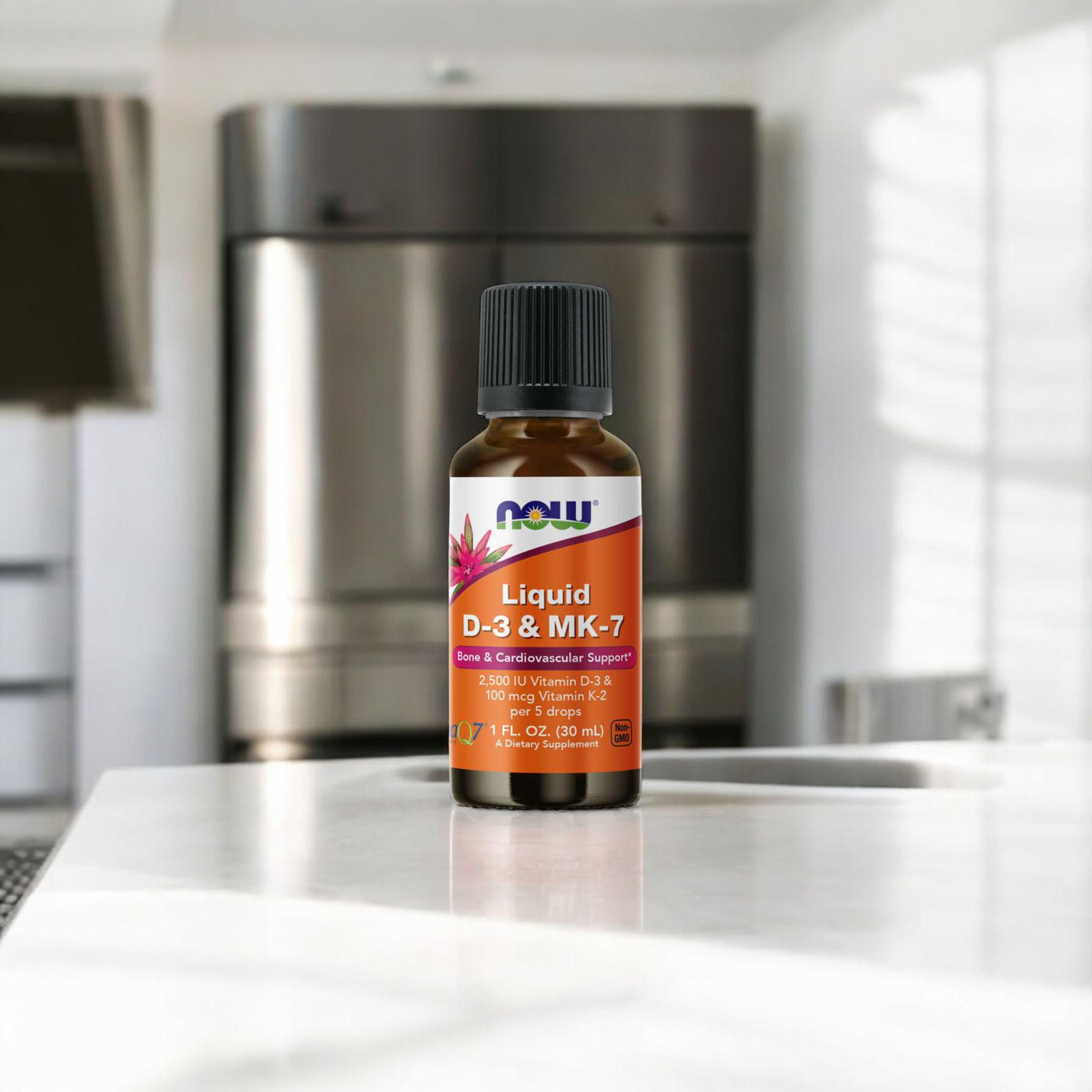 NOW Liquid D-3 & MK-7 - 30ml - Vitamine D3 & MK7 en gouttes