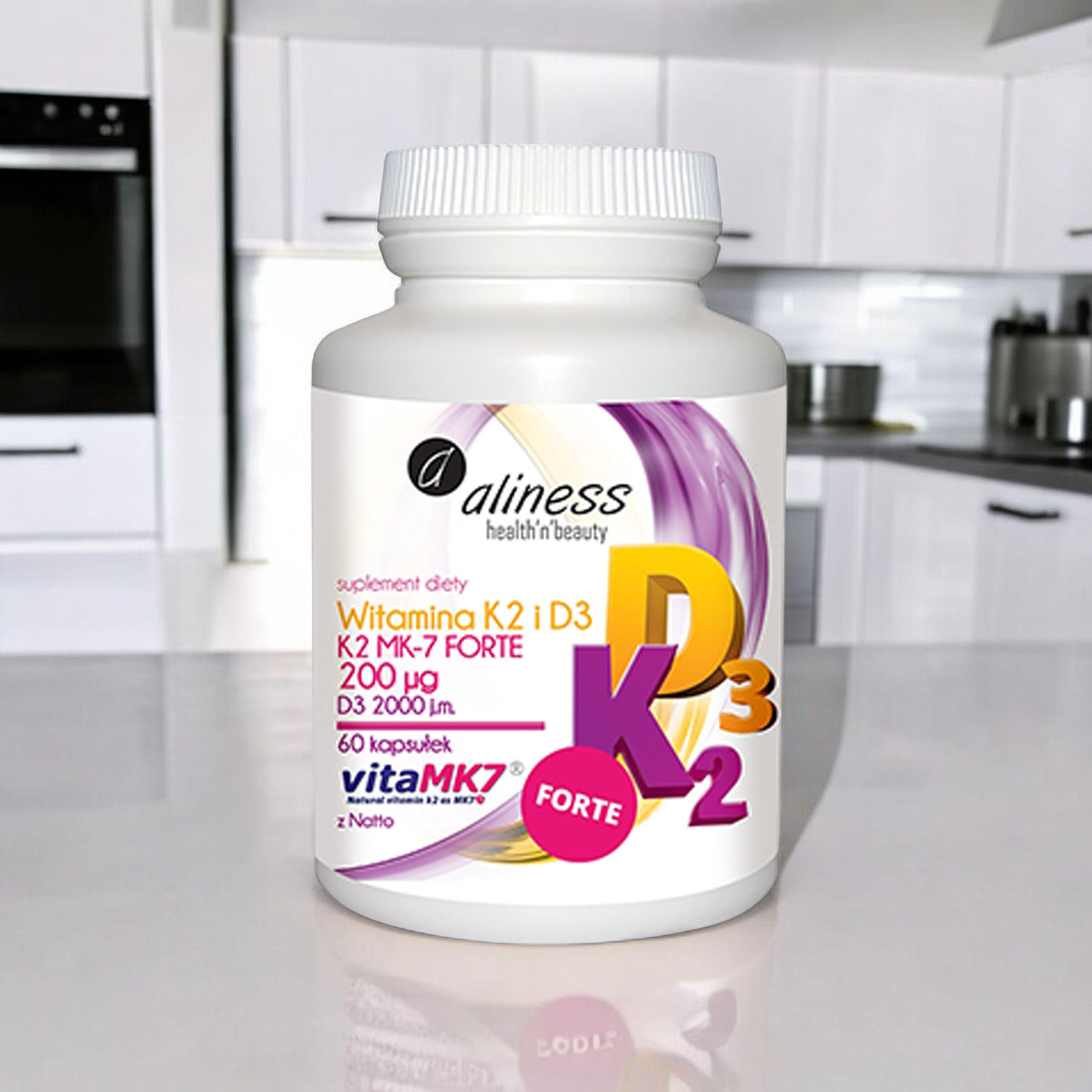 ALINESS - Witamina K2MK7 FORTE 200mcg + D3 50mcg - 60caps.