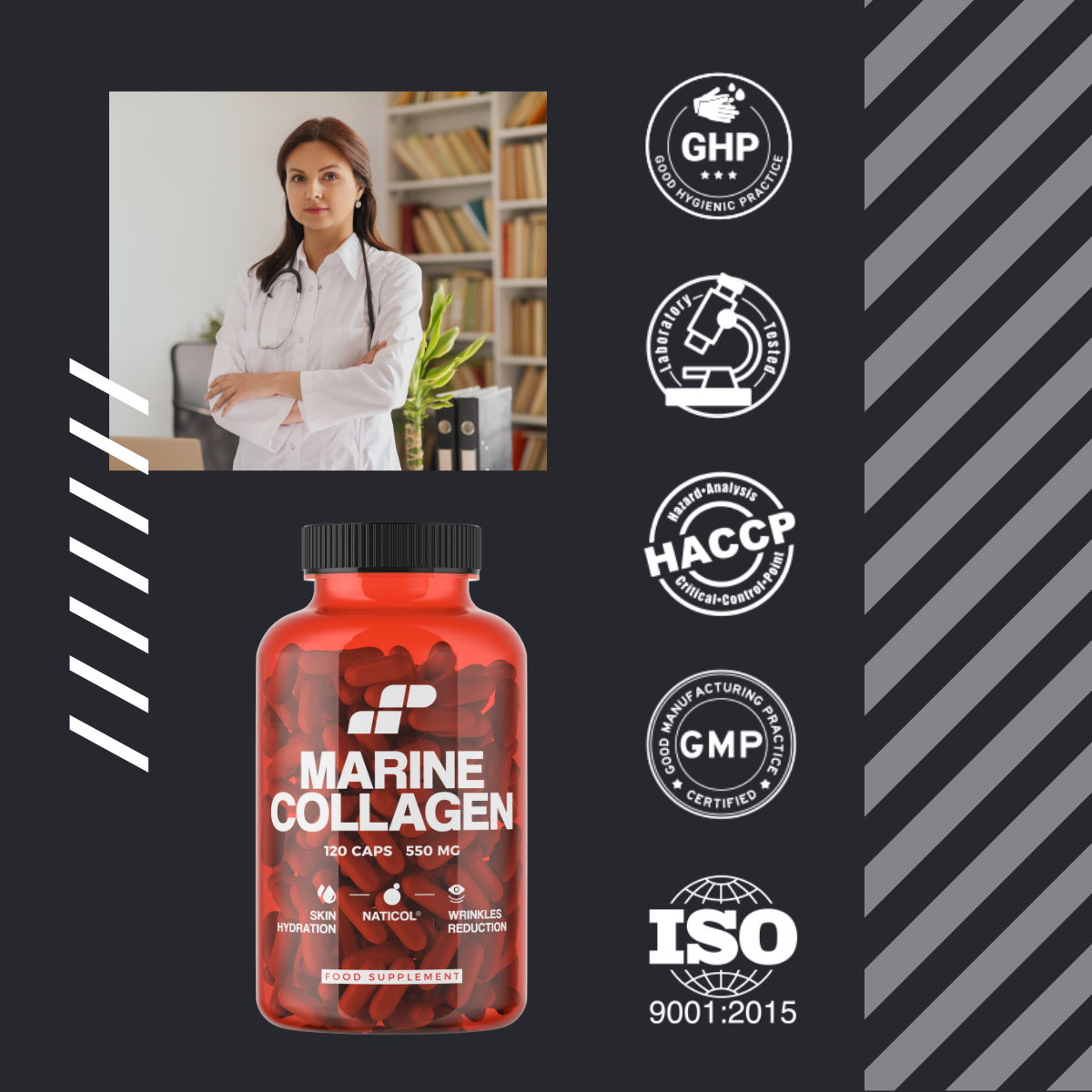 MP NUTRITION Marine Collagen 550mg - 120caps - Collagène Marin Naticol