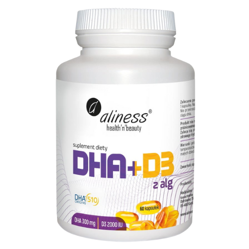 ALINESS - Oméga DHA 300 mg d’algues + D3 2000 IU - 60 gélules
