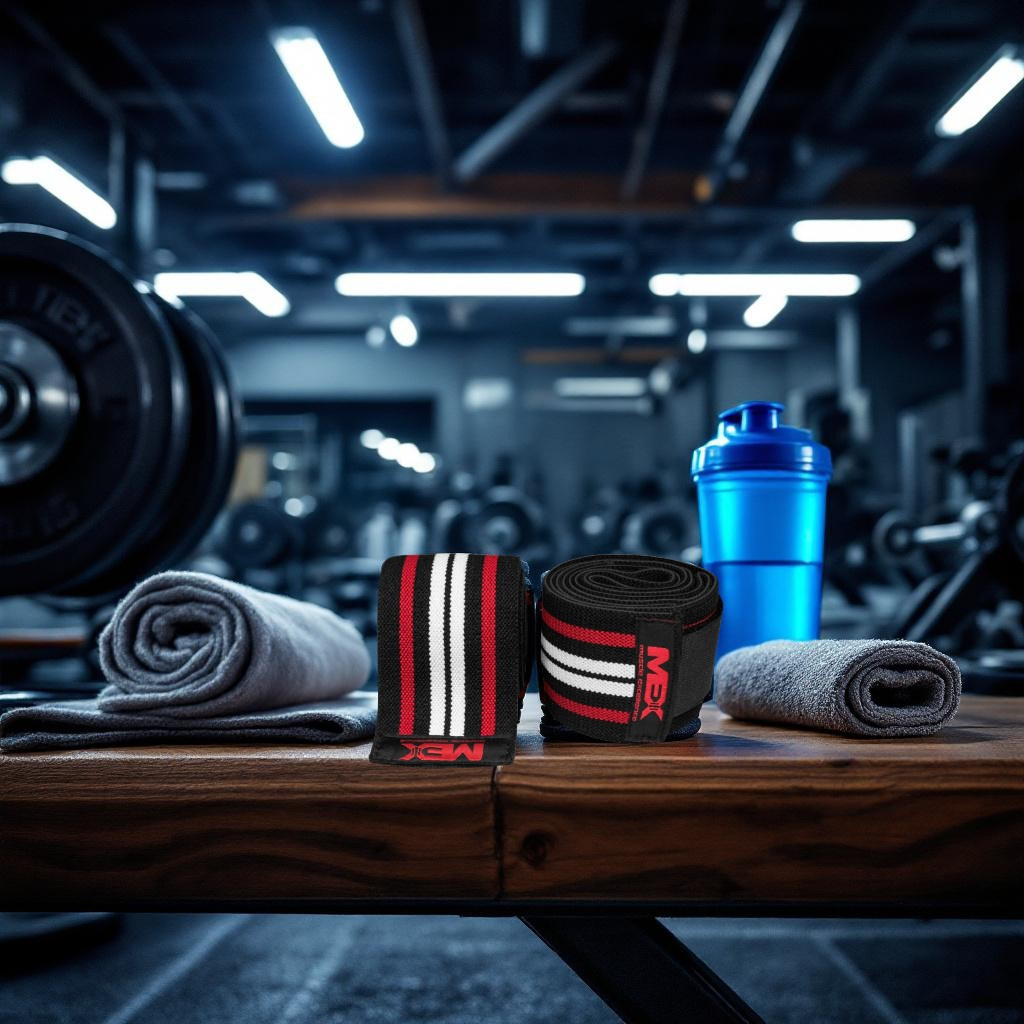 MEX SPORT - Knee Wraps - Noir/Rouge/Blanc