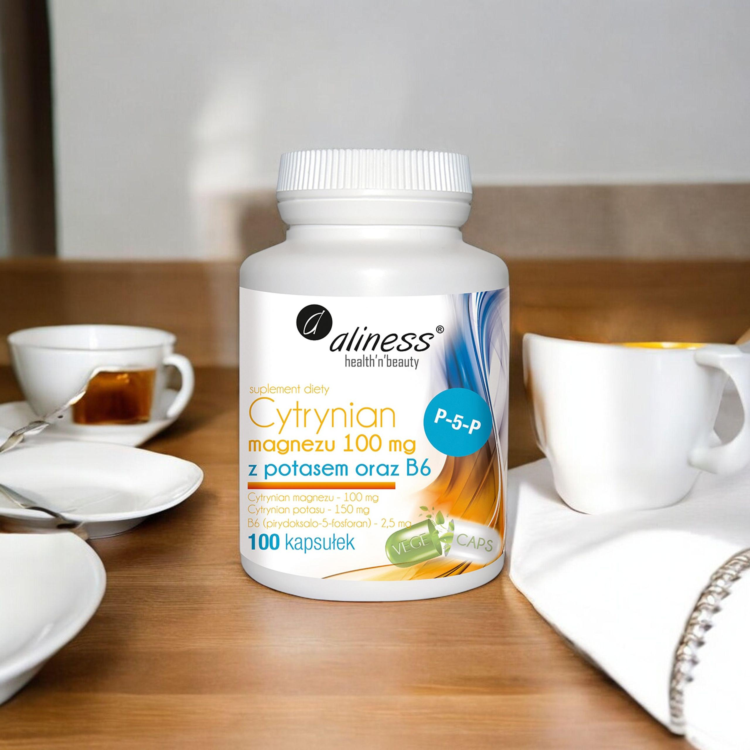 ALINESS Citrate de magnésium 100mg avec Potassium et B6 - 100 caps