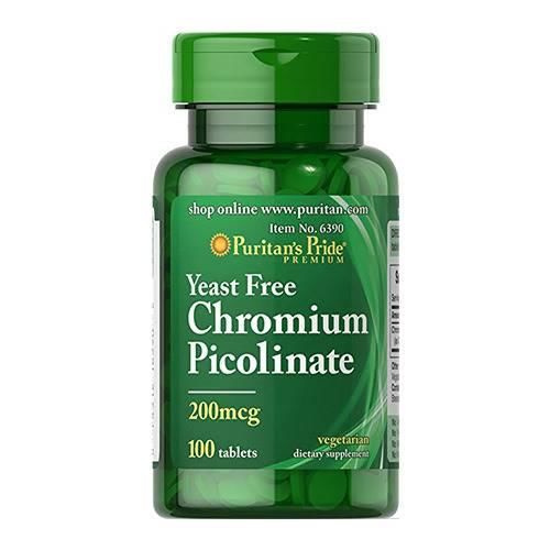 Puritan's Pride Chromium Picolinate 200mcg Sans Levure - 100tabs