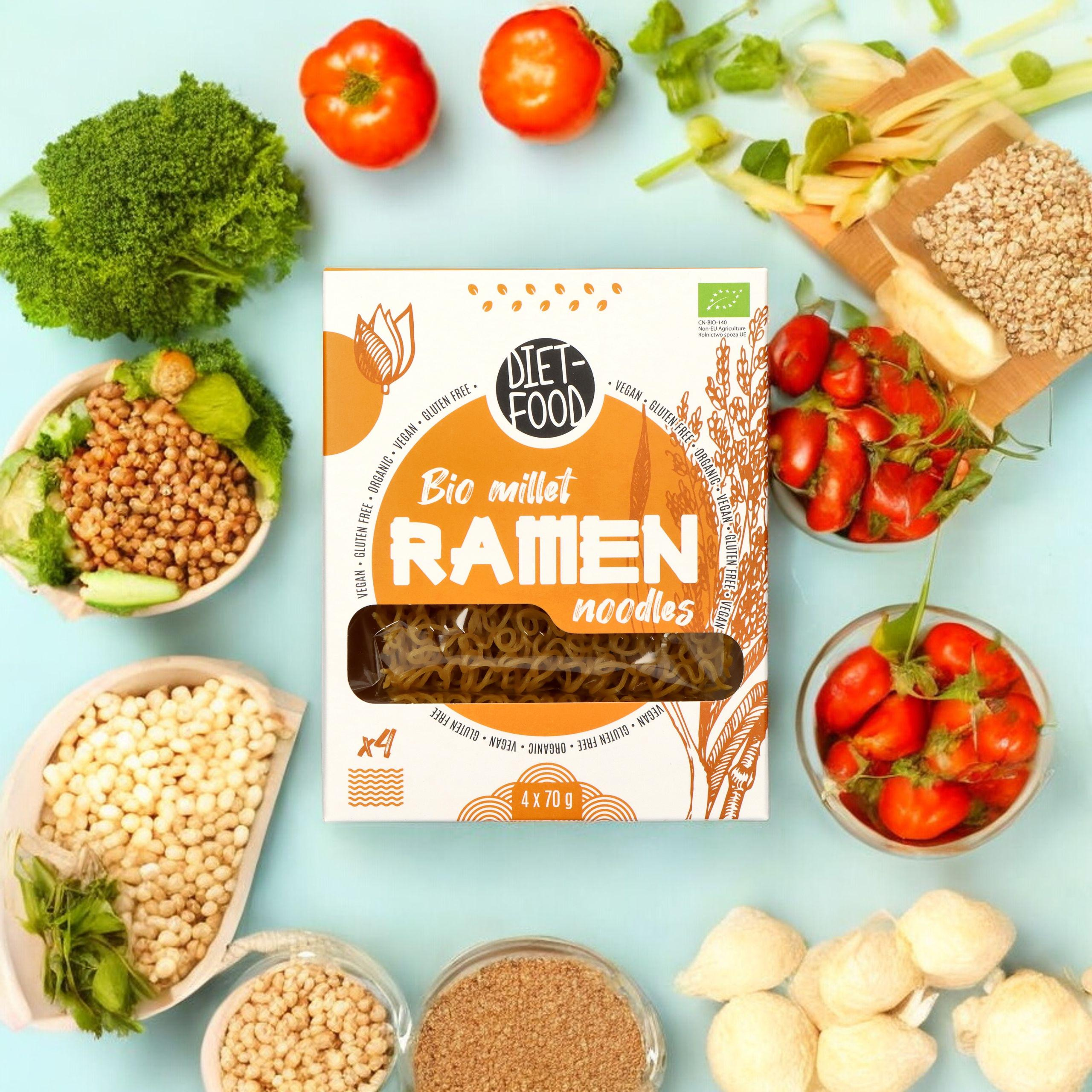 DIET FOOD Bio Millet Makaron Ramen Noodles - 4x70g