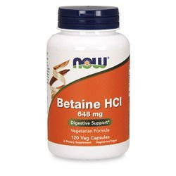 NOW Betaine HCI 648mg - 120vcaps ( Bétaïne HCL )