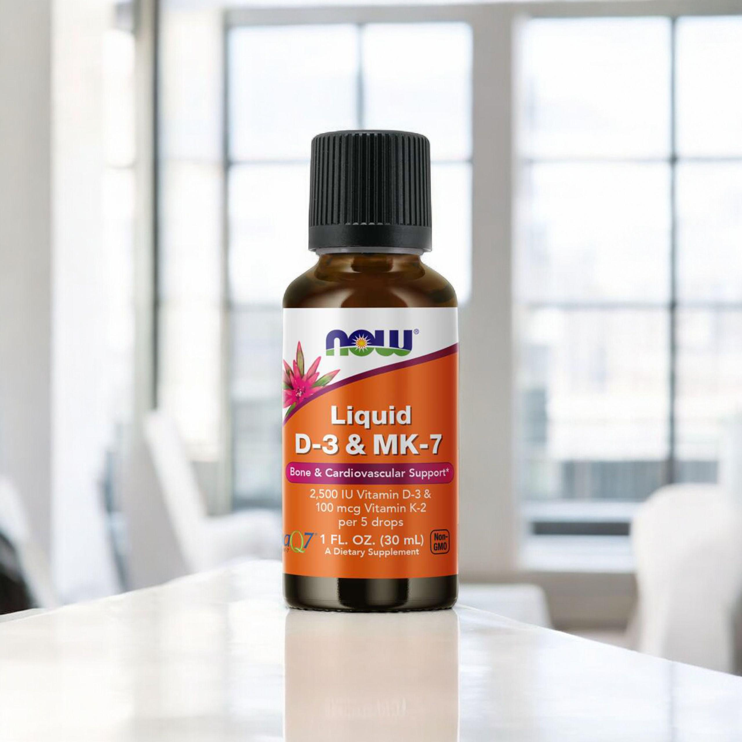 NOW Liquid D-3 & MK-7 - 30ml - Vitamine D3 & MK7 en gouttes