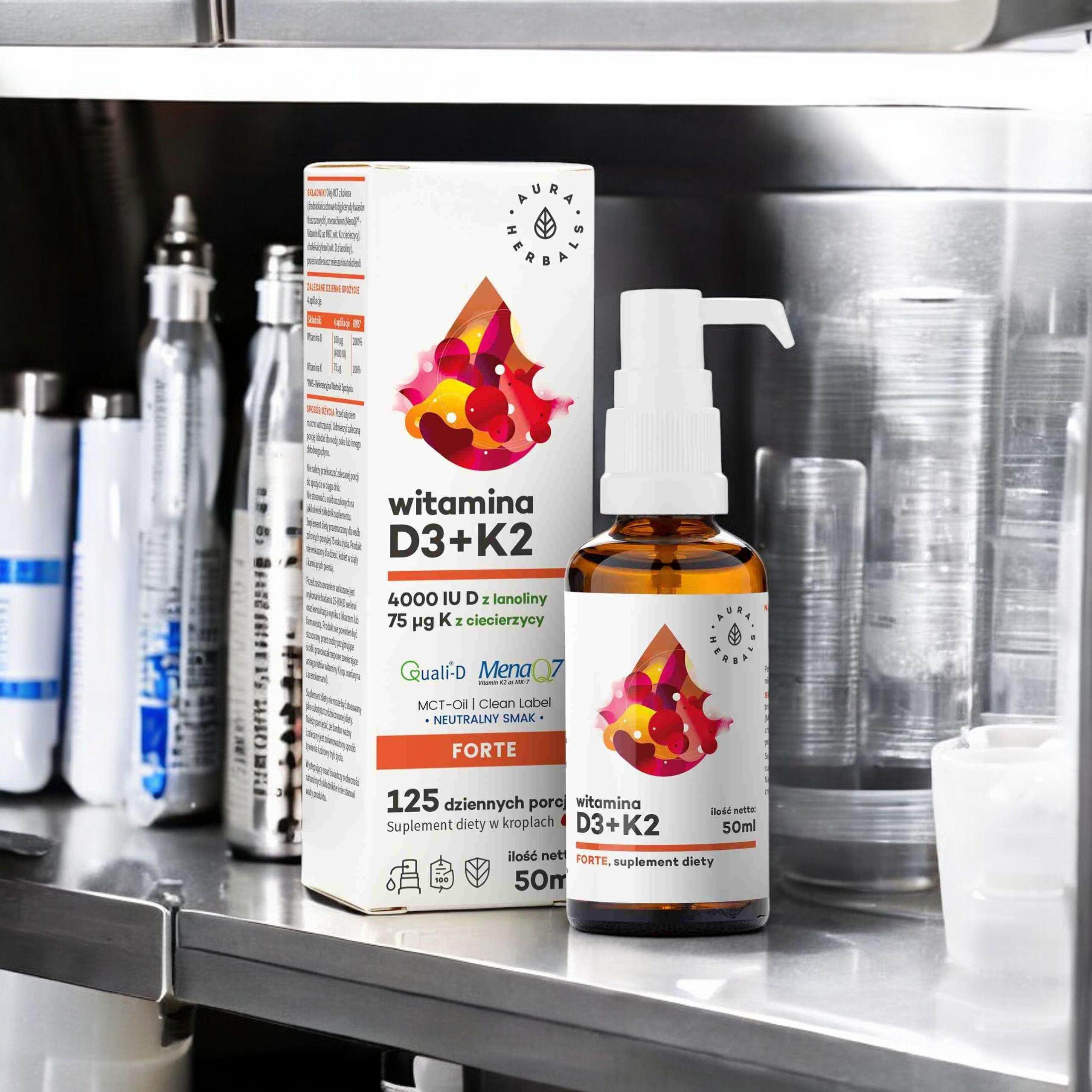 AURA HERBALS - Vitamine D3 4000 UI + K2 MCT - 50ml