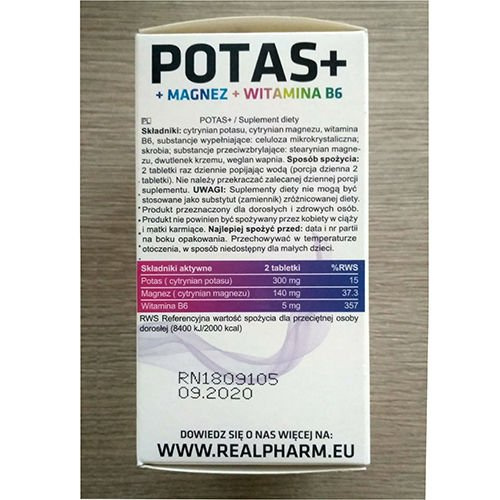 REAL PHARM Potas + Magnésium + B6 - 90tabs