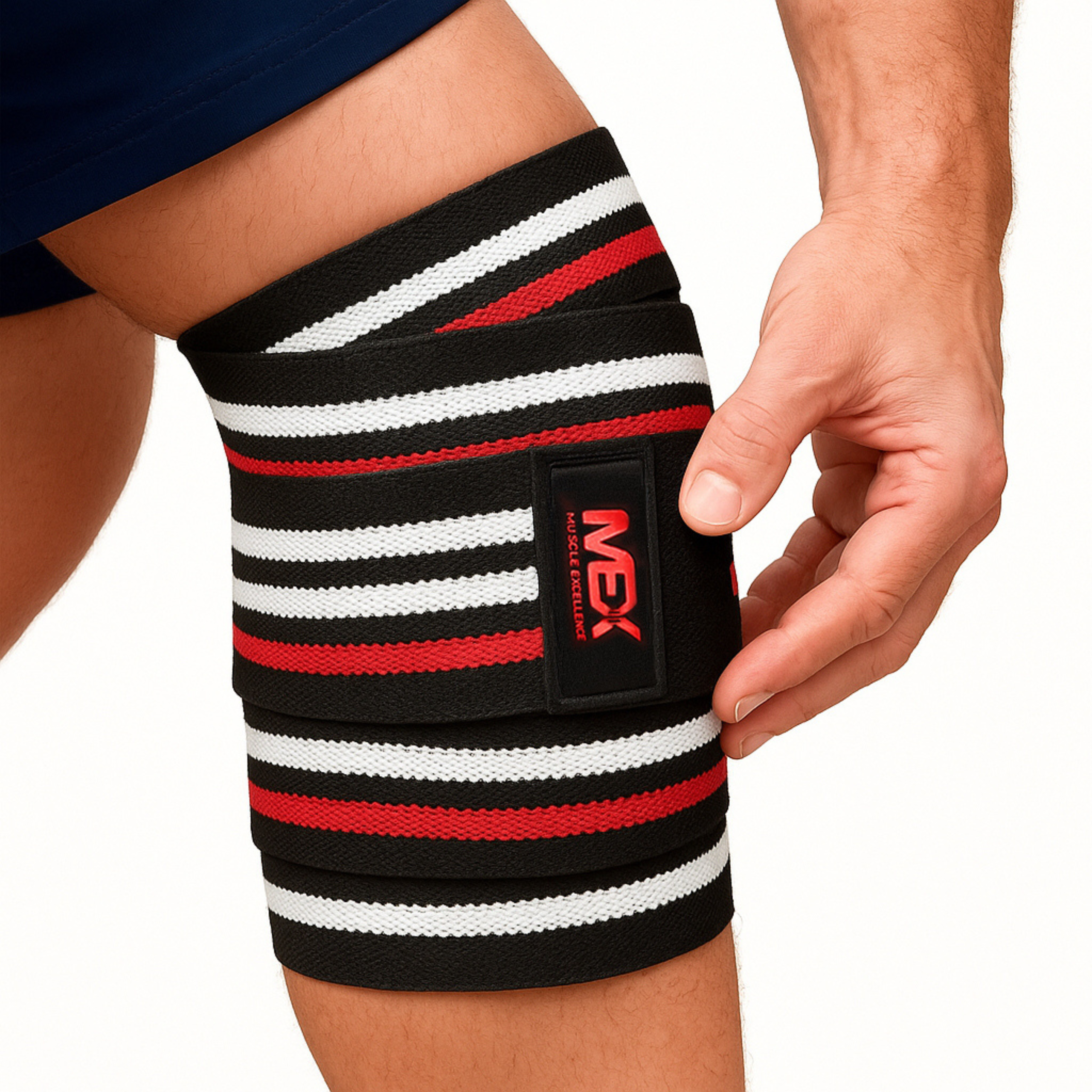 MEX SPORT - Knee Wraps - Noir/Rouge/Blanc