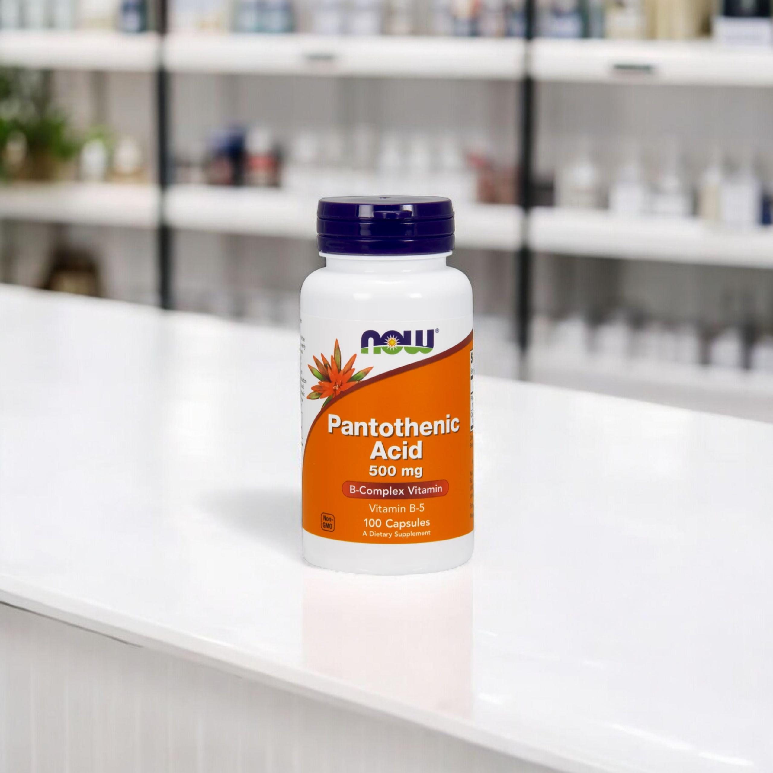 NOW Pantothenic Acid 500mg - 100vcaps. - Acide pantothénique