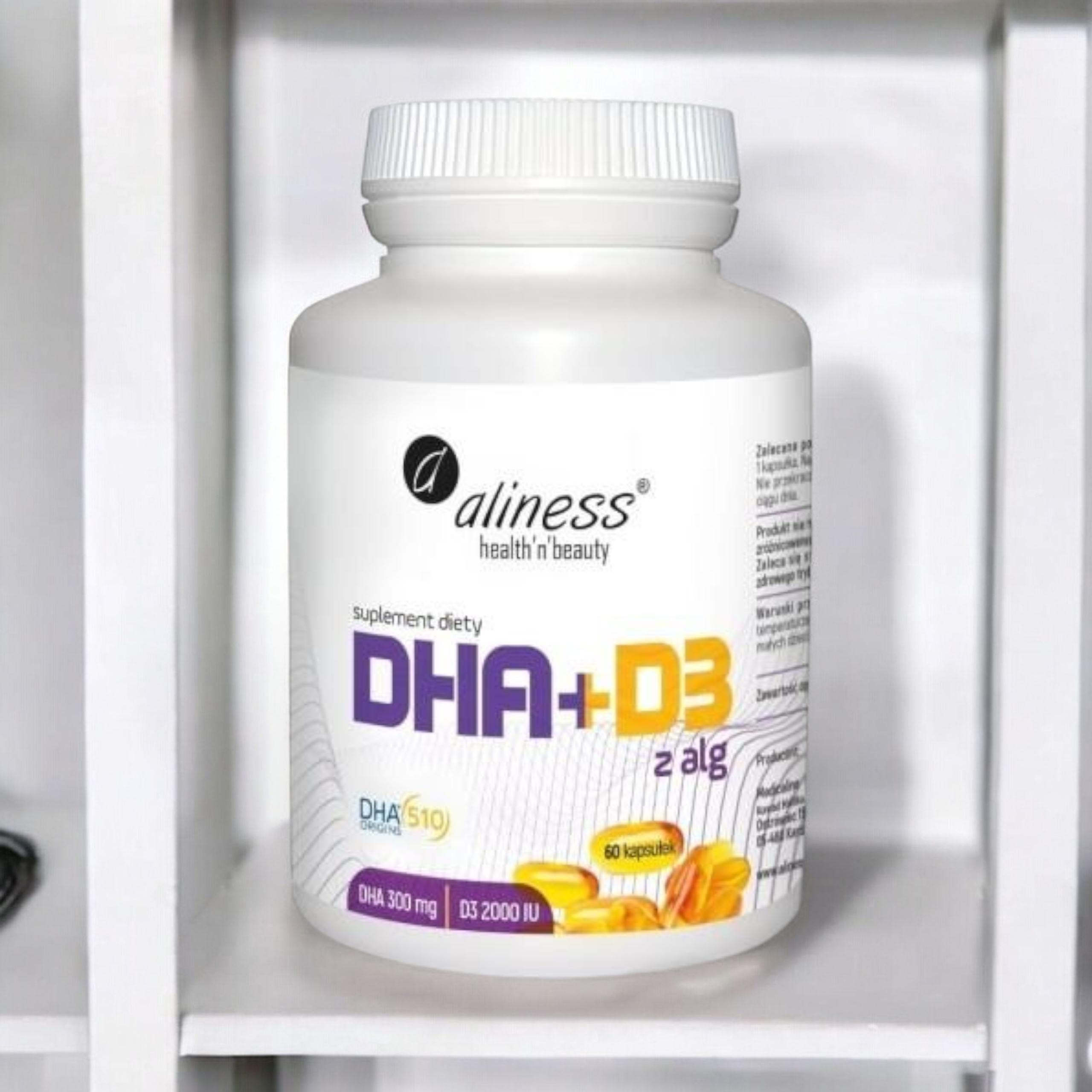 ALINESS - Oméga DHA 300 mg d’algues + D3 2000 IU - 60 gélules