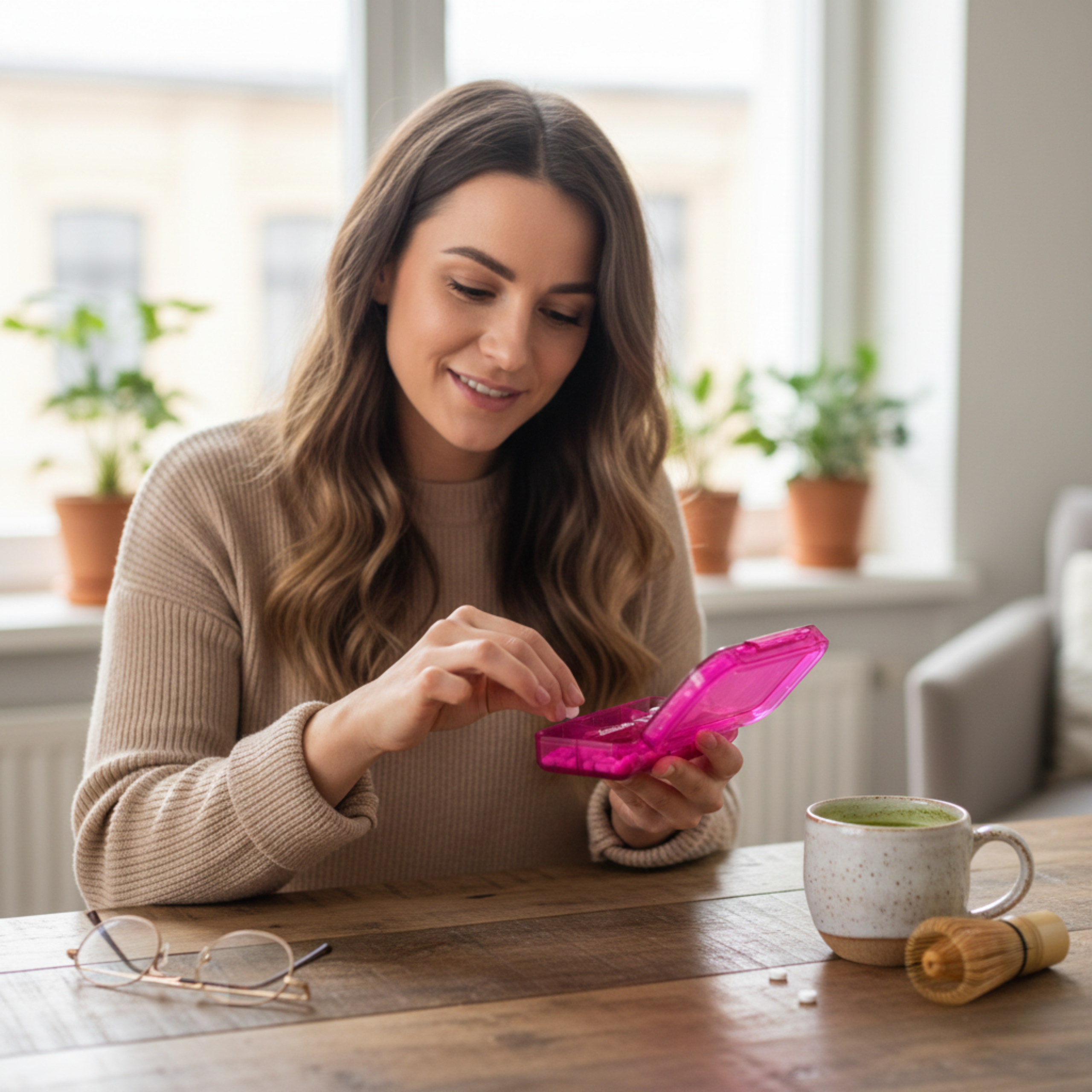 HIRO.LAB PillBox Organisateur de couleur rose