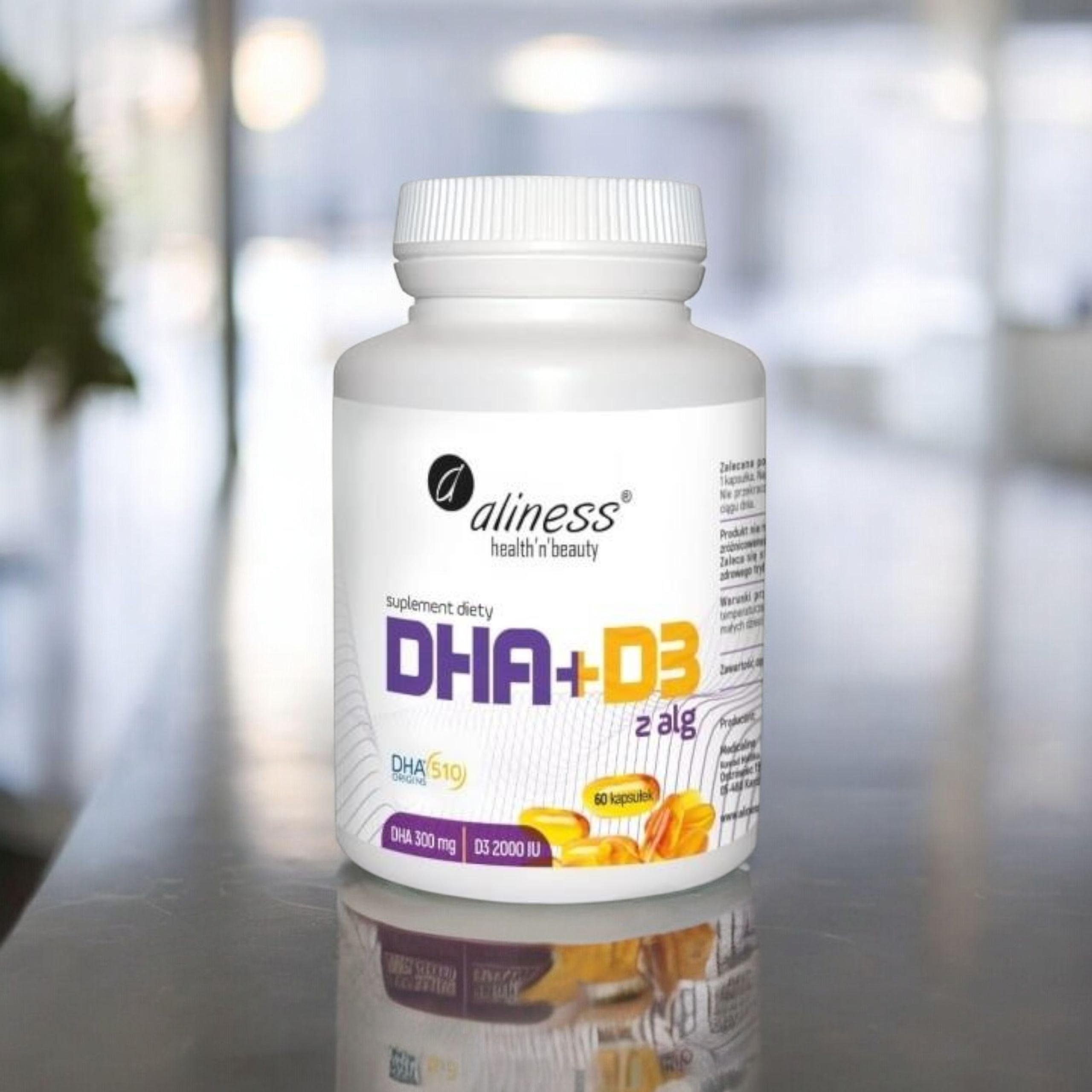 ALINESS - Oméga DHA 300 mg d’algues + D3 2000 IU - 60 gélules